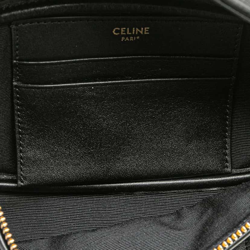 Celine Quilted Calfskin C Charm Belt Bag Black Leather Good condition - Model View