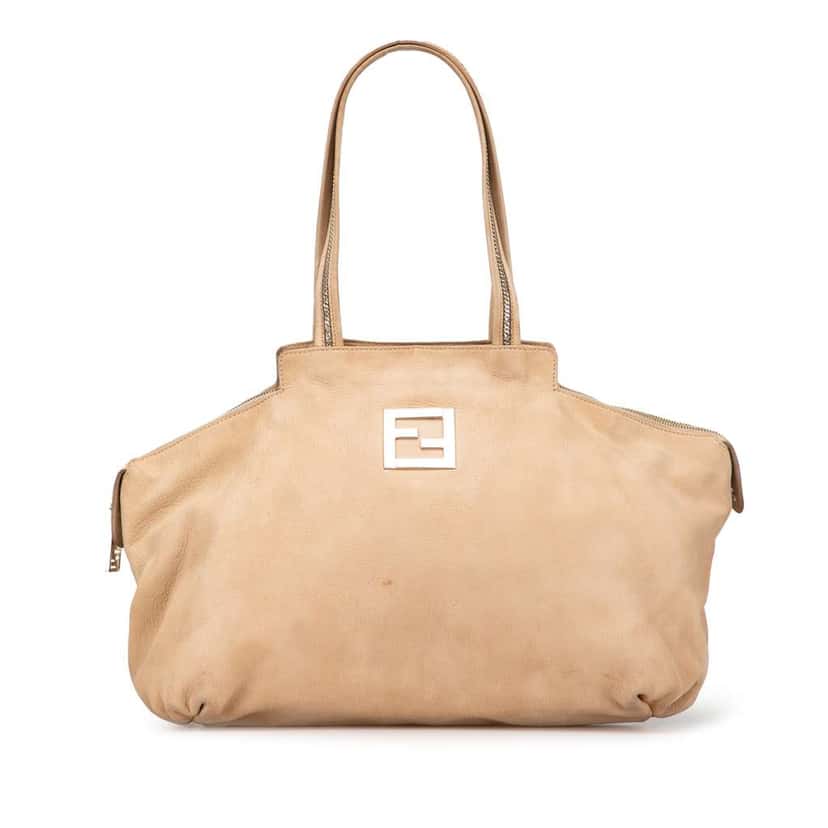 Fendi Medium Leather Chains Tote Brown Leather Good condition - Front View