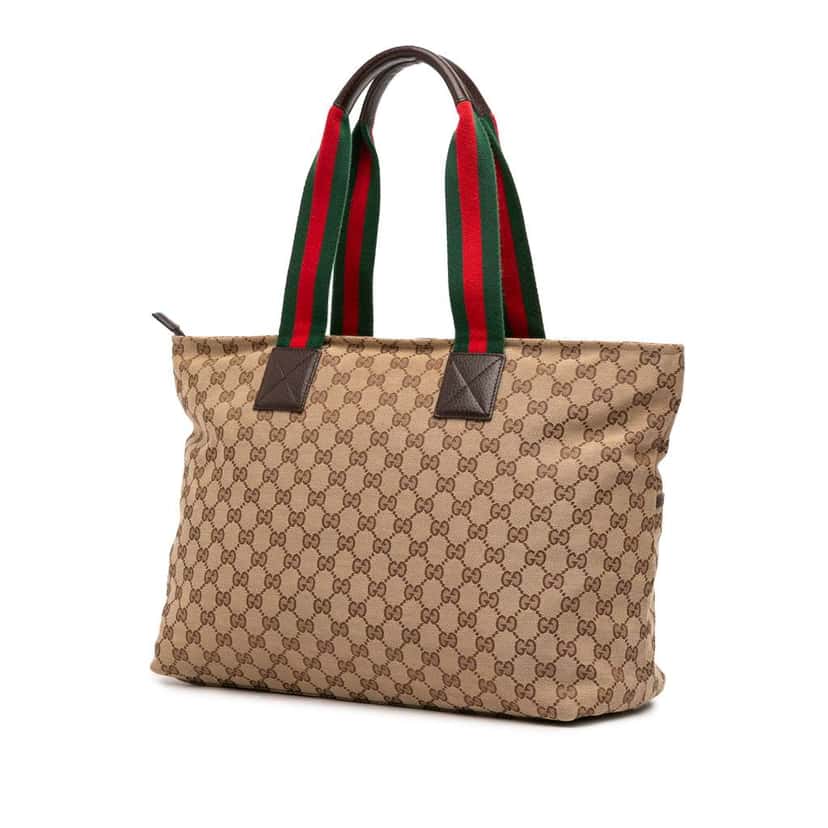 Gucci GG Canvas Web Tote Brown Canvas Good condition - Back View
