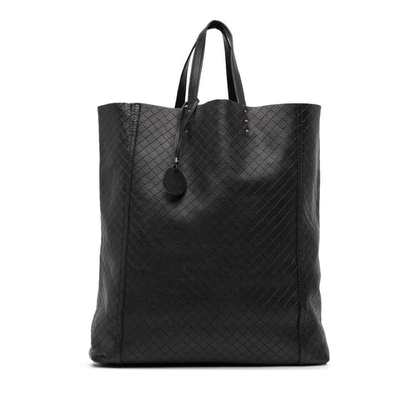 Bottega Veneta Leather Intrecciomirage Tote Black Leather Good condition - Front View