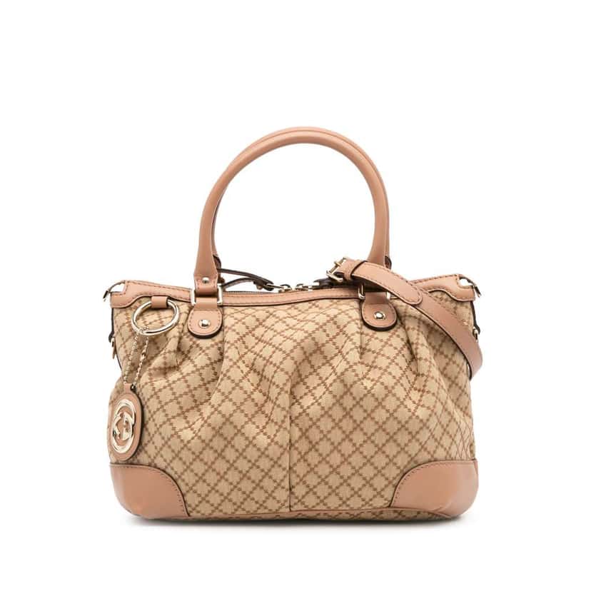 Gucci Diamante Canvas Sukey Satchel Brown Canvas Good condition - Front View