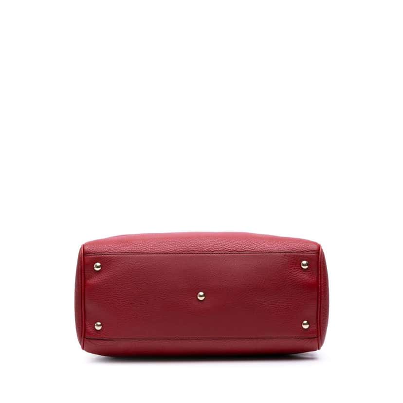 Gucci Medium Calfskin Bamboo Shopper Satchel Red Leather Good condition - Inside View