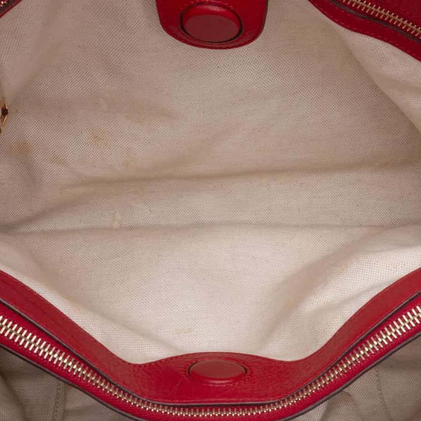 Gucci Medium Calfskin Bamboo Shopper Satchel Red Leather Good condition - Model View