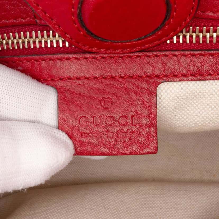 Gucci Medium Calfskin Bamboo Shopper Satchel Red Leather Good condition - Box View