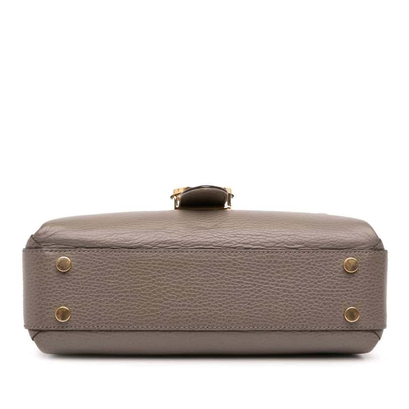 Gucci Small Dollar Calf Interlocking G Satchel Grey Leather Good condition - Inside View