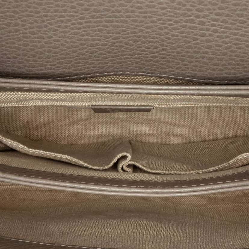 Gucci Small Dollar Calf Interlocking G Satchel Grey Leather Good condition - Model View