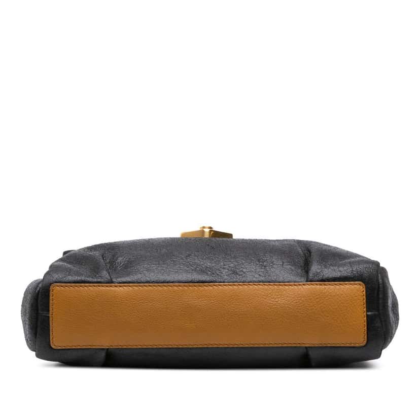 Saint Laurent Shearling Trimmed Leather Sac Dandy Crossbody Black Leather Good condition - Inside View