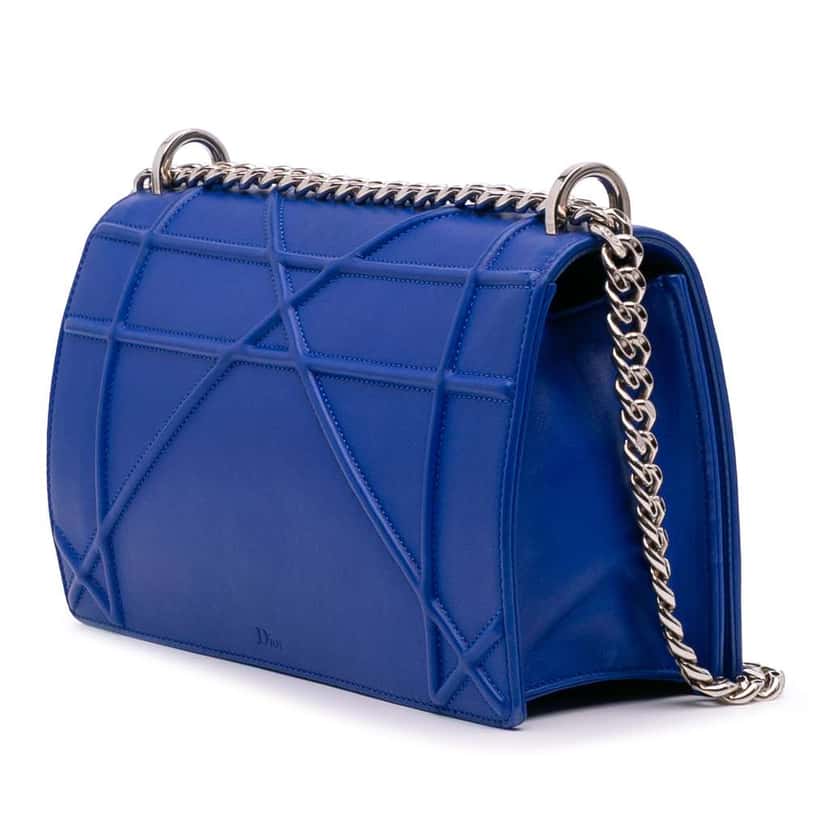 Dior Medium Lambskin Diorama Flap Blue Leather Good condition - Back View