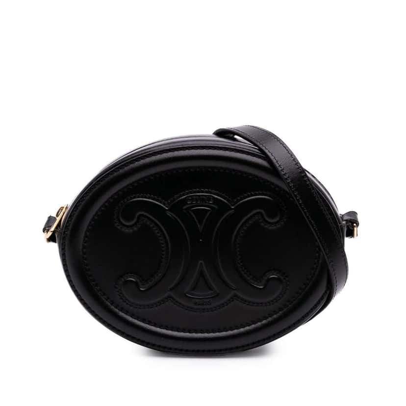 Celine Small Calfskin Cuir Triomphe Oval Crossbody Black Leather Good condition - Front View