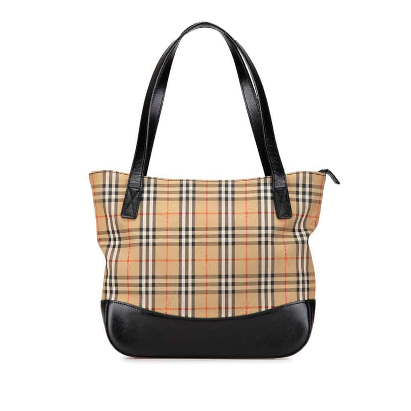 Burberry Haymarket Check Canvas Handbag Brown Canvas Good condition - Front View