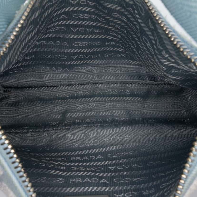 Prada Mini Embroidered Drill Re Edition 2000 Shoulder Bag Blue Canvas Good condition - Model View