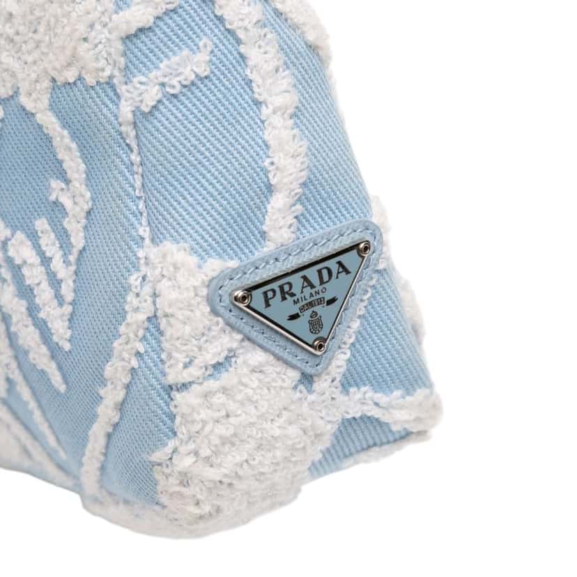 Prada Mini Embroidered Drill Re Edition 2000 Shoulder Bag Blue Canvas Good condition - Box View
