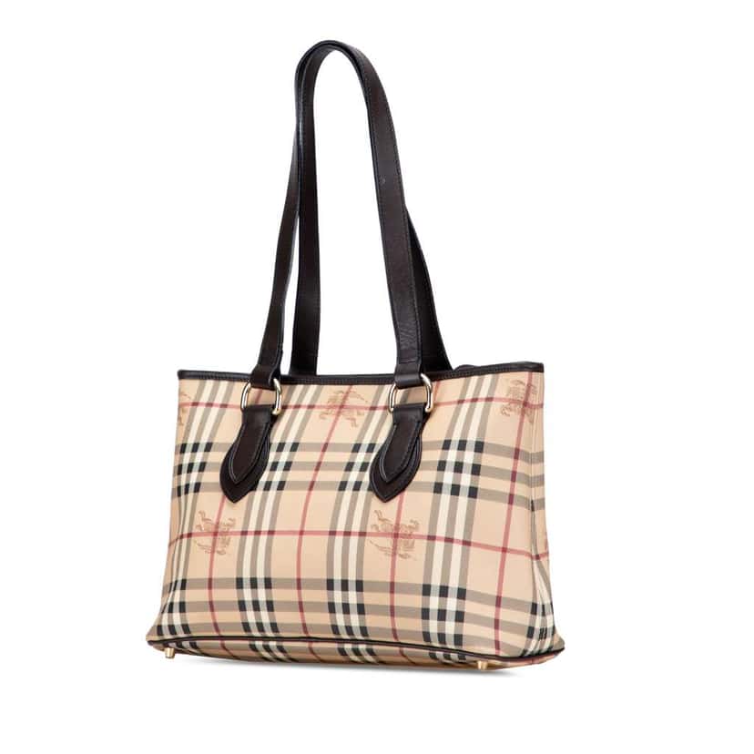 Burberry Haymarket Check Coated Canvas Tote Brown Canvas Good condition - Back View