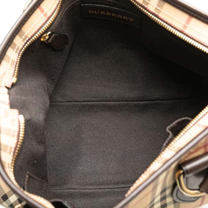 Burberry Haymarket Check Coated Canvas Tote Brown Canvas Good condition - Model View