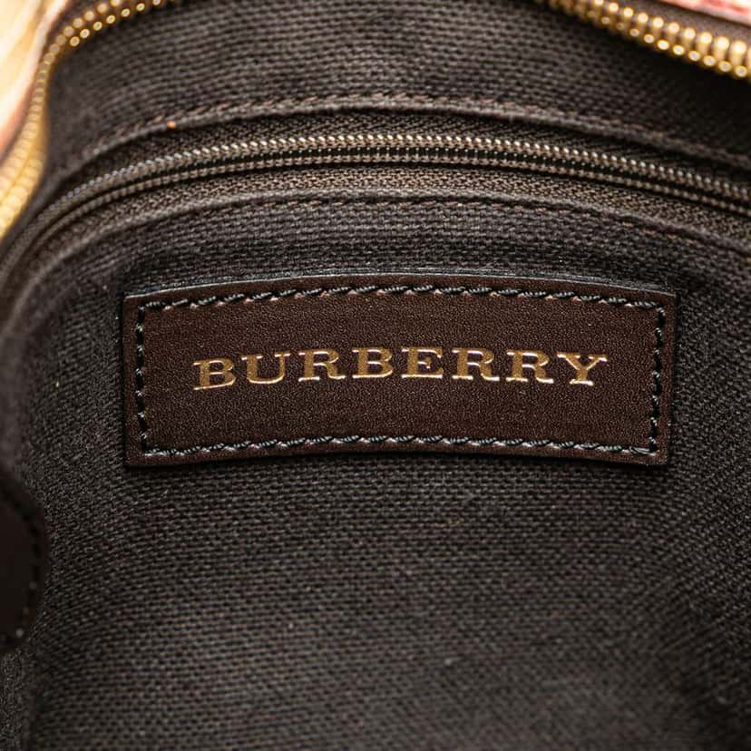 Burberry Haymarket Check Coated Canvas Tote Brown Canvas Good condition - Box View