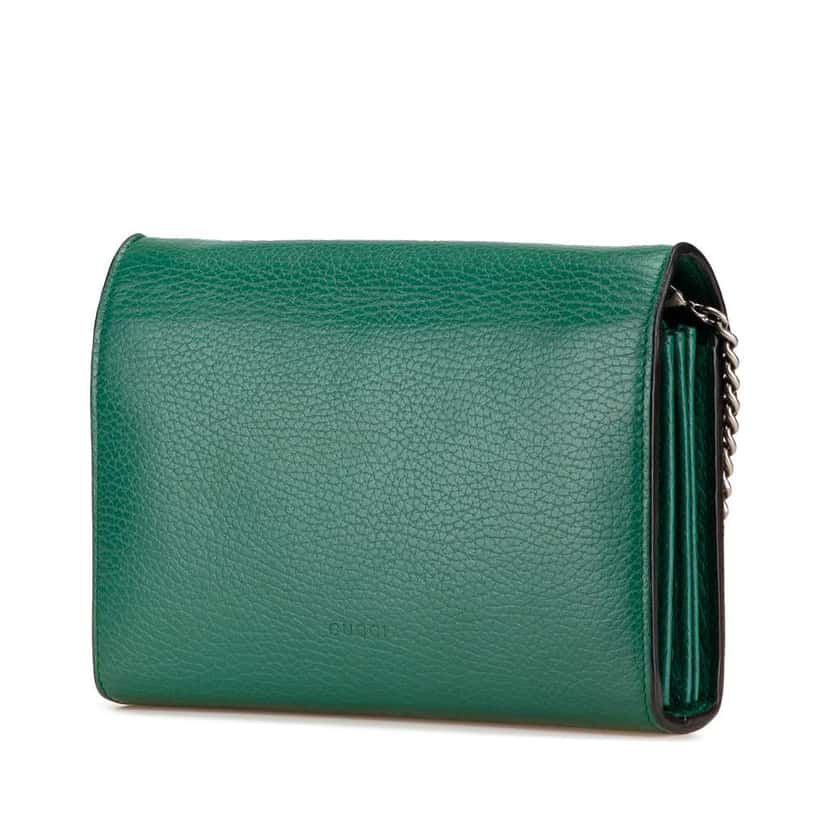 Gucci Mini Leather Dionysus Wallet on Chain Green Leather Good condition - Back View