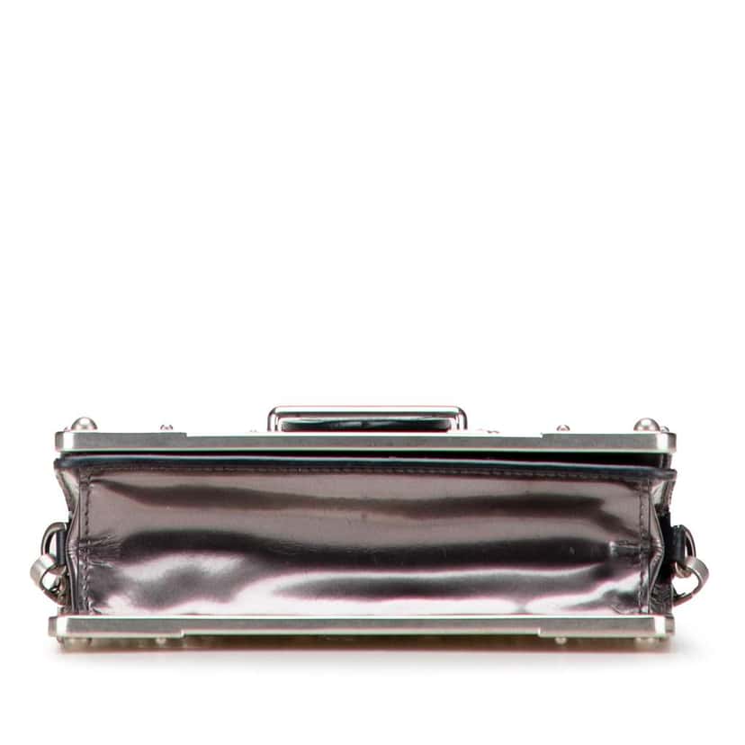 Prada Saffiano Trimmed Metallic Vitello Cahier Bag Brown Leather Good condition - Inside View