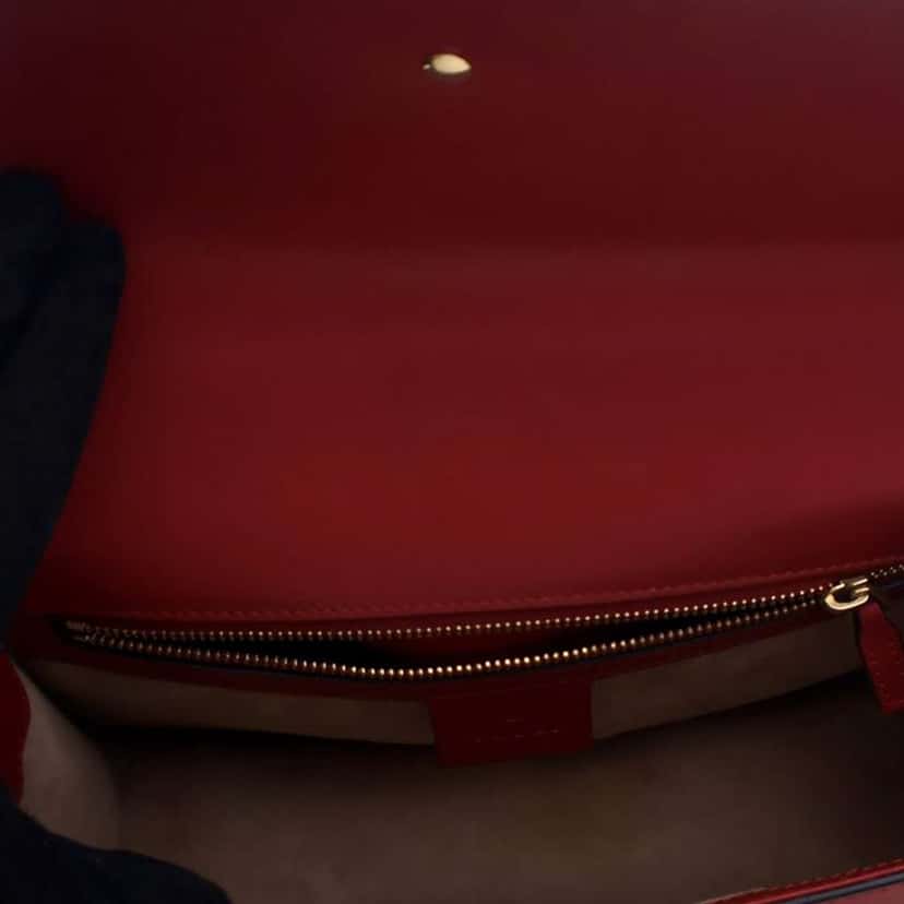 Gucci Small Leather Sylvie Web Satchel Red Leather Good condition - Box View