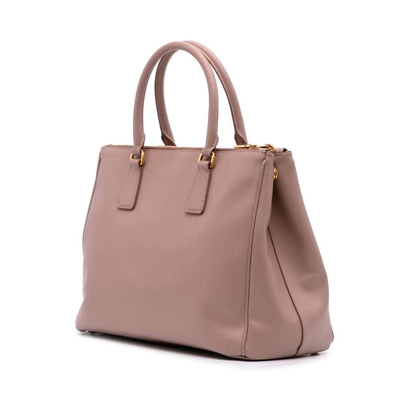 Prada Medium Saffiano Lux Galleria Double Zip Satchel Pink Leather Good condition - Back View