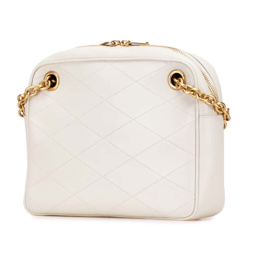 Saint Laurent Quilted Lambskin Le Maillon Chain Shoulder Bag White Leather Very good condition - Back View