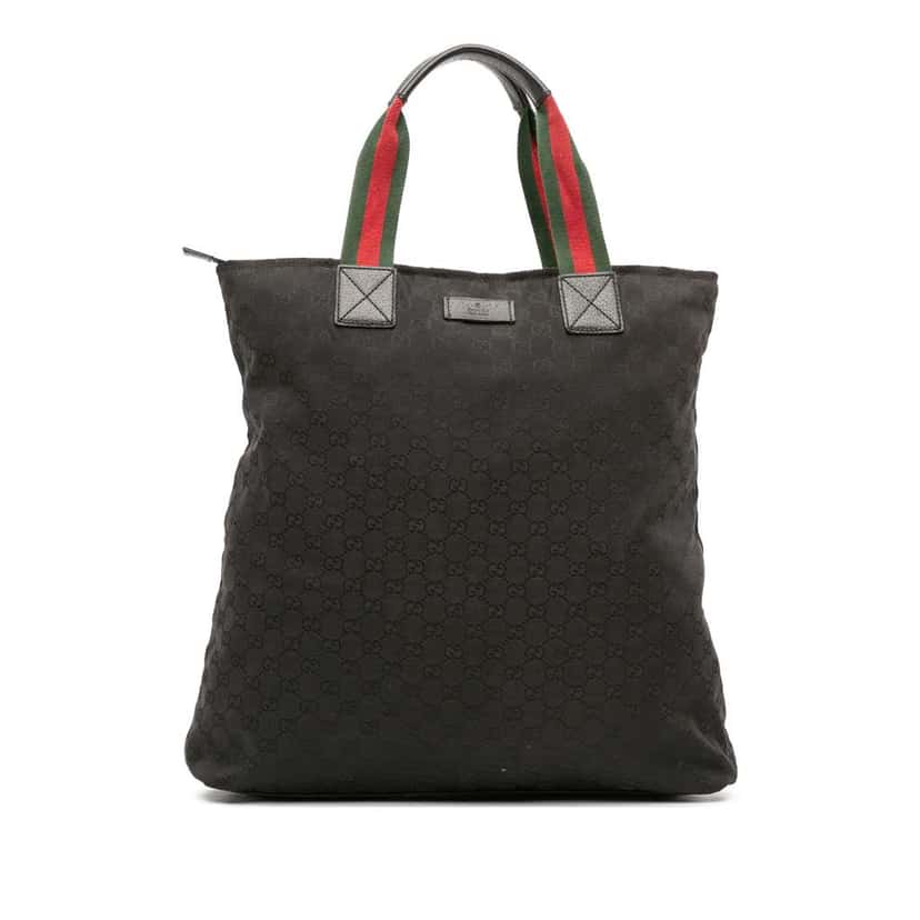 Gucci GG Canvas Web Tote Black Canvas Good condition - Front View