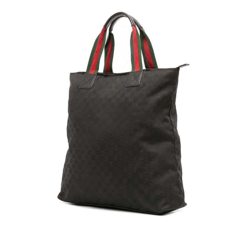 Gucci GG Canvas Web Tote Black Canvas Good condition - Back View