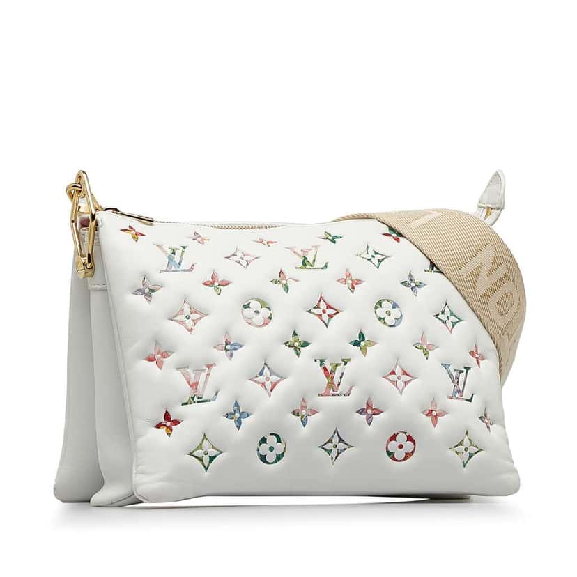 Louis Vuitton Monogram Garden Coussin PM White Leather Good condition - Back View