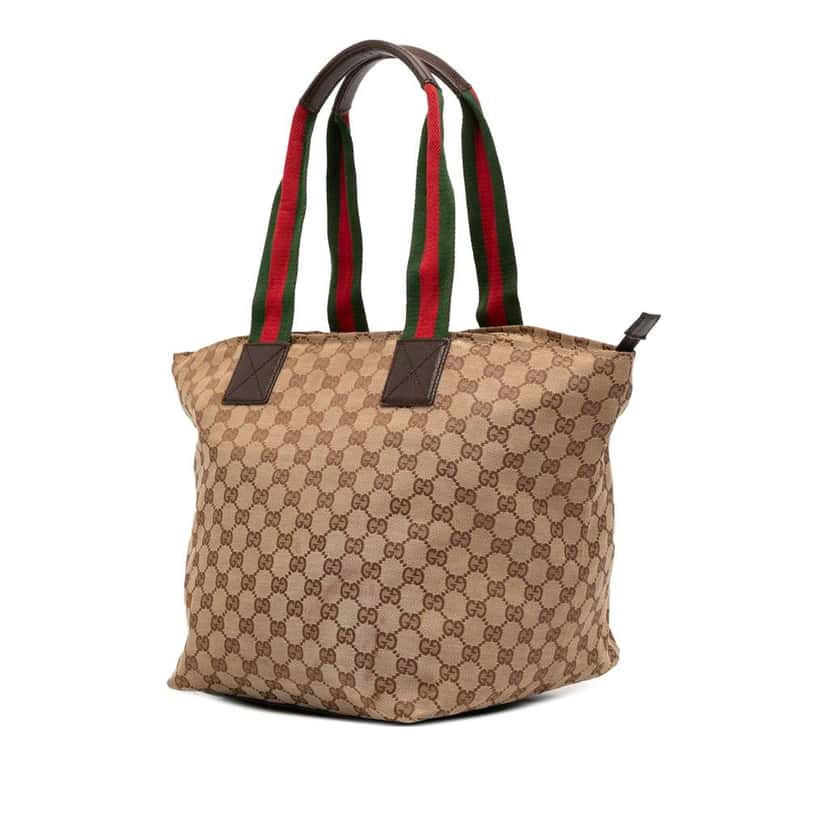 Gucci GG Canvas Web Tote Brown Canvas Fair condition - Back View