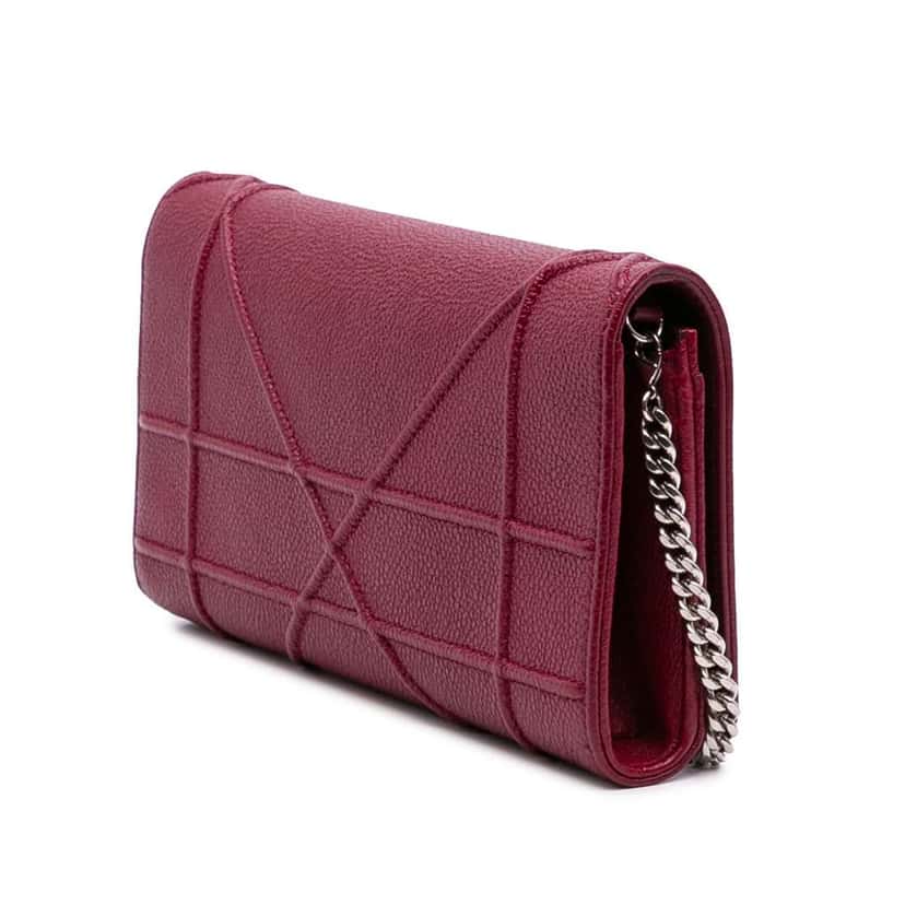 Dior Grained Calfskin Diorama Croisiere Wallet on Chain Red Leather Good condition - Back View