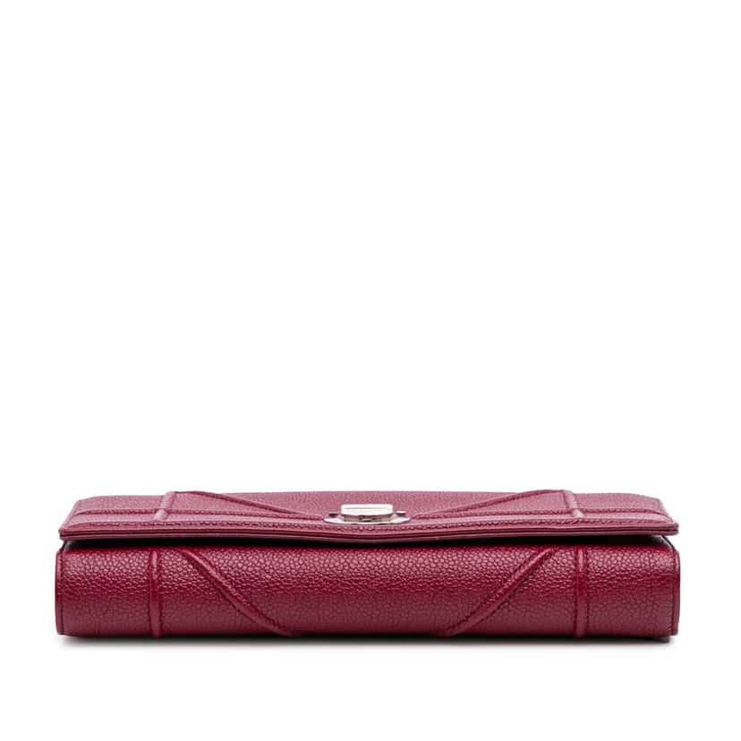 Dior Grained Calfskin Diorama Croisiere Wallet on Chain Red Leather Good condition - Inside View