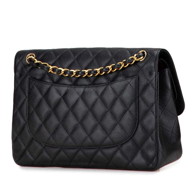 Chanel Jumbo Classic Caviar Double Flap Black Leather Good condition - Back View