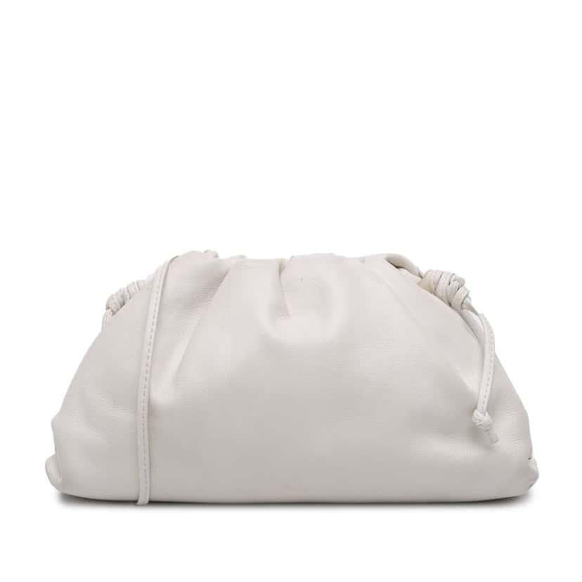 Bottega Veneta Lambskin The Mini Pouch Crossbody White Leather Good condition - Front View