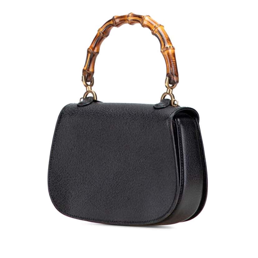 Gucci Calfskin Bamboo Night Black Leather Good condition - Back View