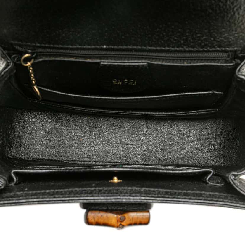 Gucci Calfskin Bamboo Night Black Leather Good condition - Model View