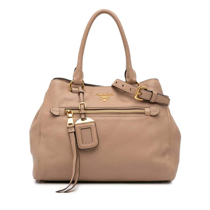 Prada Vitello Phenix Satchel Brown Leather Good condition - Front View