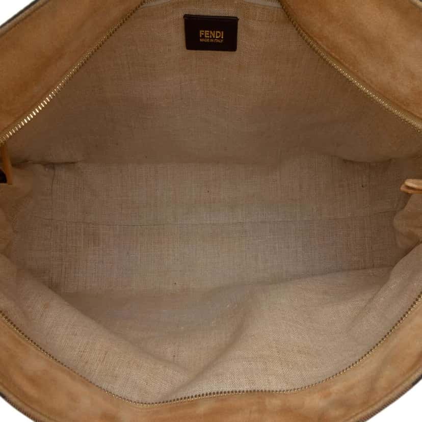 Fendi Medium Pequin Canvas Roll Tote Brown Canvas Good condition - Model View