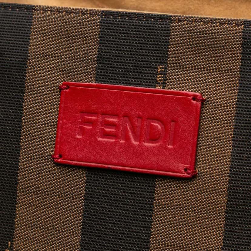 Fendi Medium Pequin Canvas Roll Tote Brown Canvas Good condition - Box View