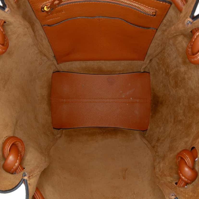 Loewe Small Leather Flamenco Knot Tote Brown Leather Good condition - Model View