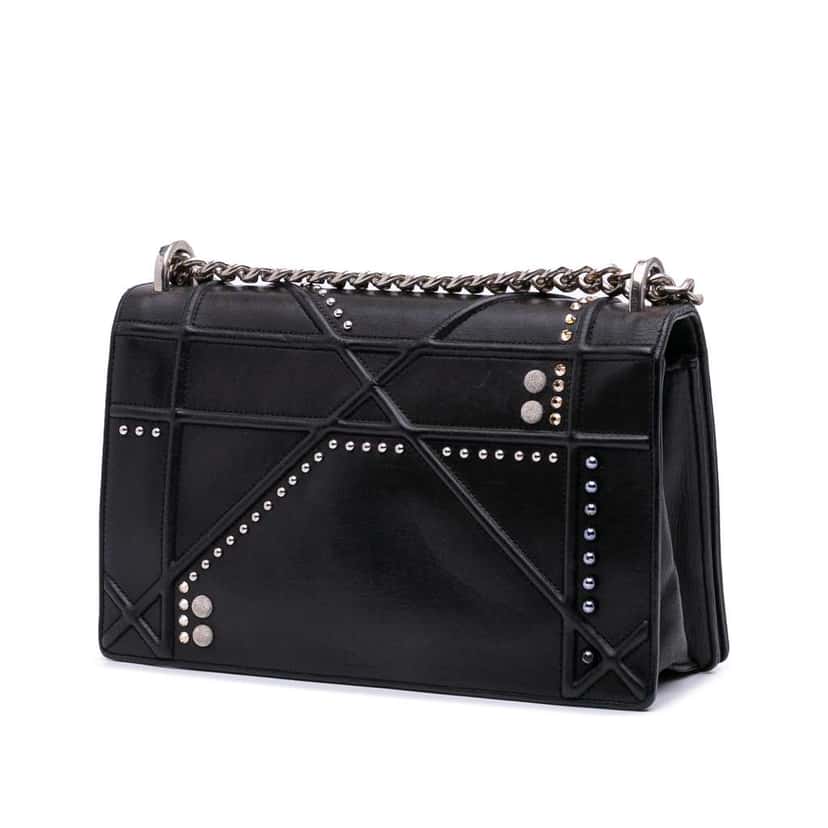 Dior Medium Studded Lambskin Diorama Flap Black Leather Good condition - Back View