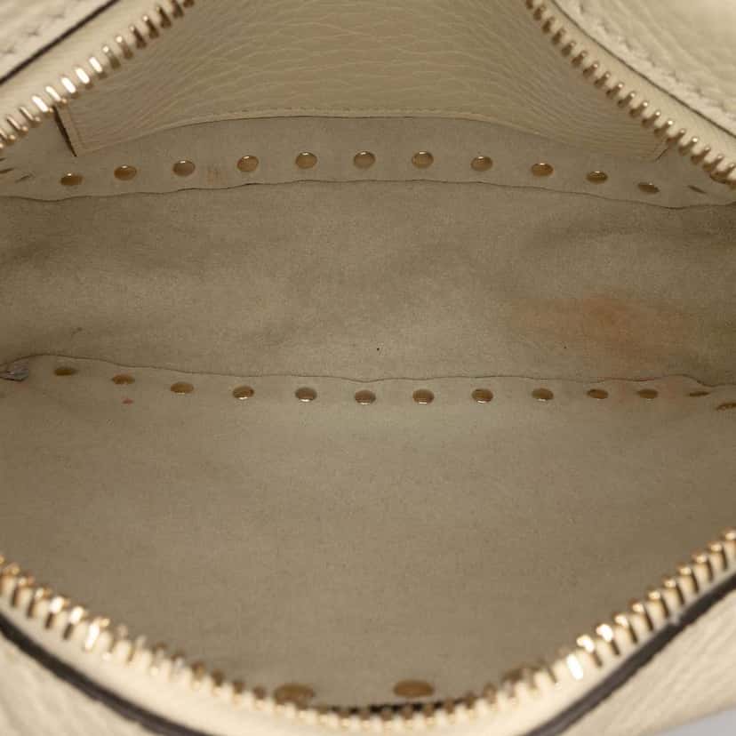 Valentino Grainy Calfskin Rockstud Camera Bag White Leather Good condition - Model View