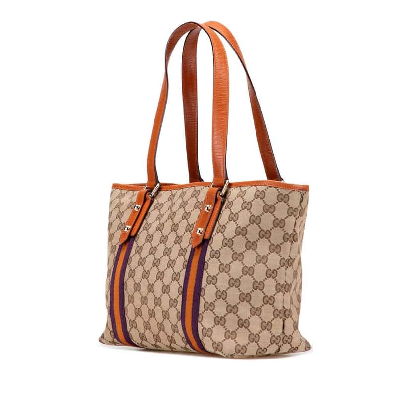 Gucci GG Canvas Jolicoeur Tote Brown Canvas Good condition - Back View