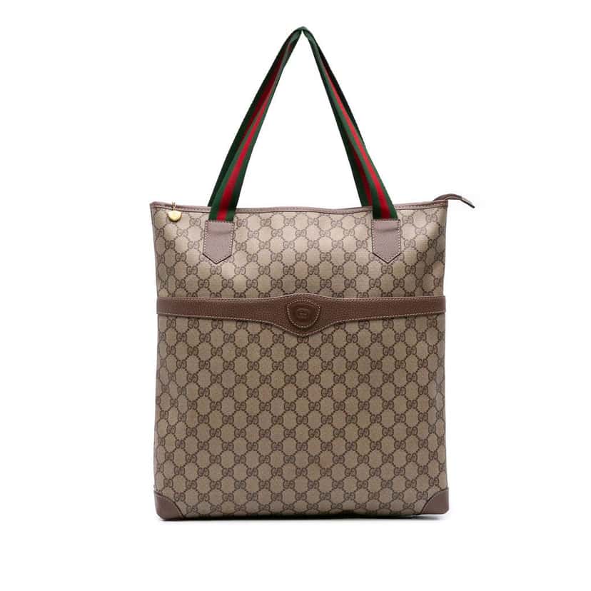 Gucci GG Supreme Web Tote Brown Canvas Good condition - Front View
