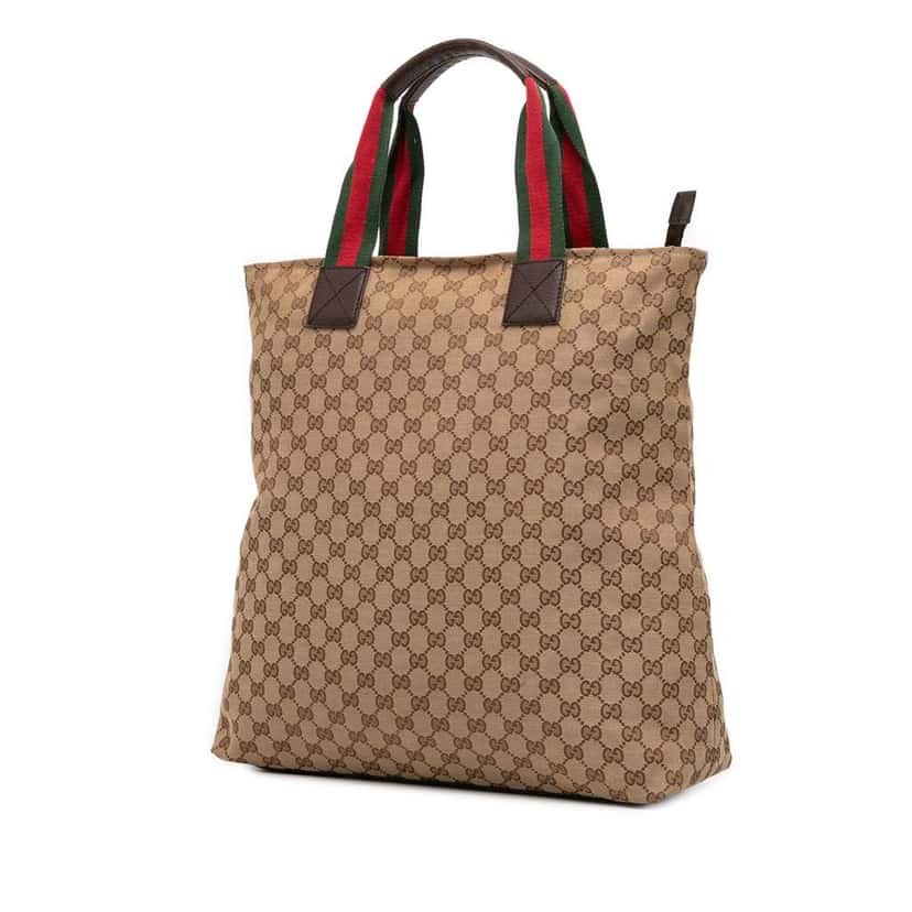 Gucci GG Canvas Web Tote Brown Canvas Good condition - Back View
