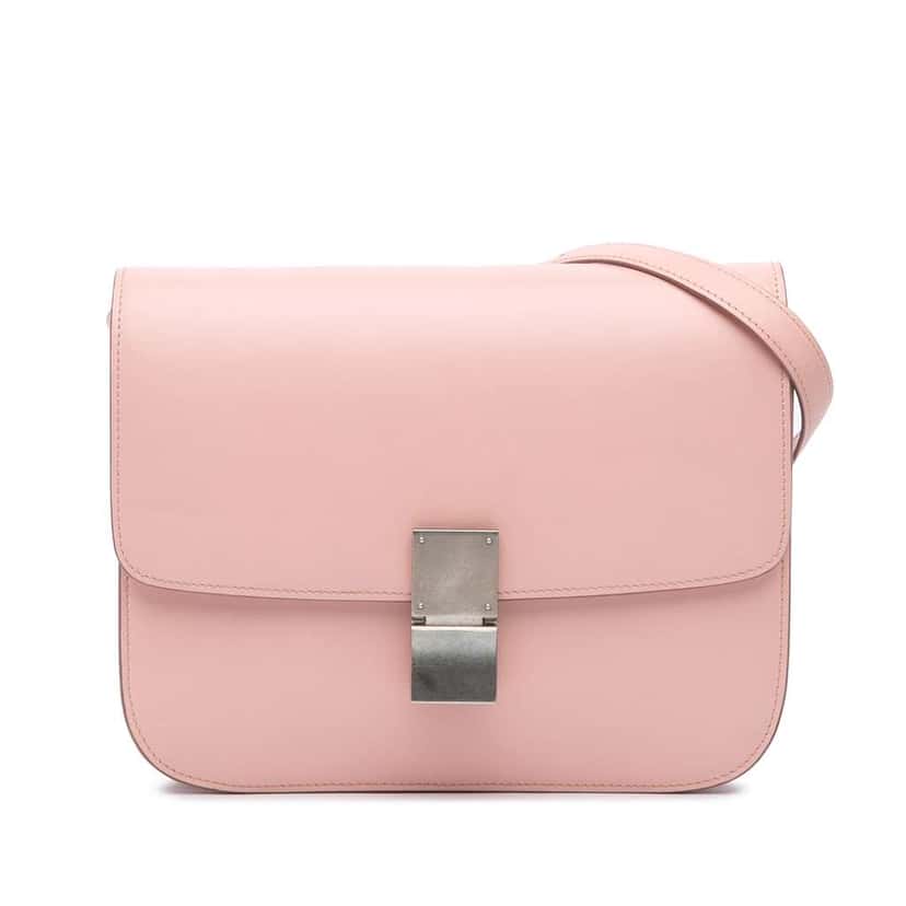 Celine Medium Calfskin Classic Box Pink Leather Good condition - Front View