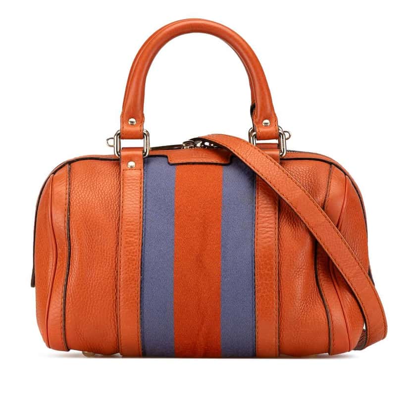 Gucci Small Leather Web Joy Boston Bag Orange Leather Good condition - Front View