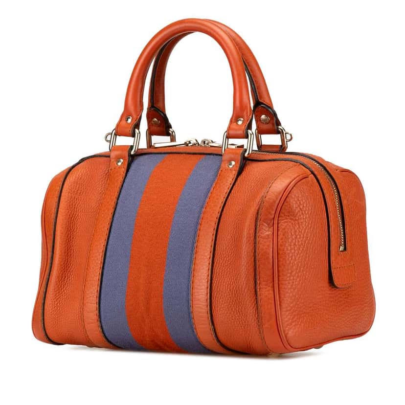 Gucci Small Leather Web Joy Boston Bag Orange Leather Good condition - Back View