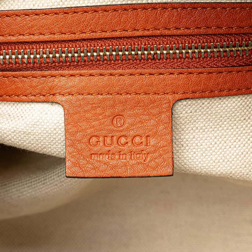 Gucci Small Leather Web Joy Boston Bag Orange Leather Good condition - Box View
