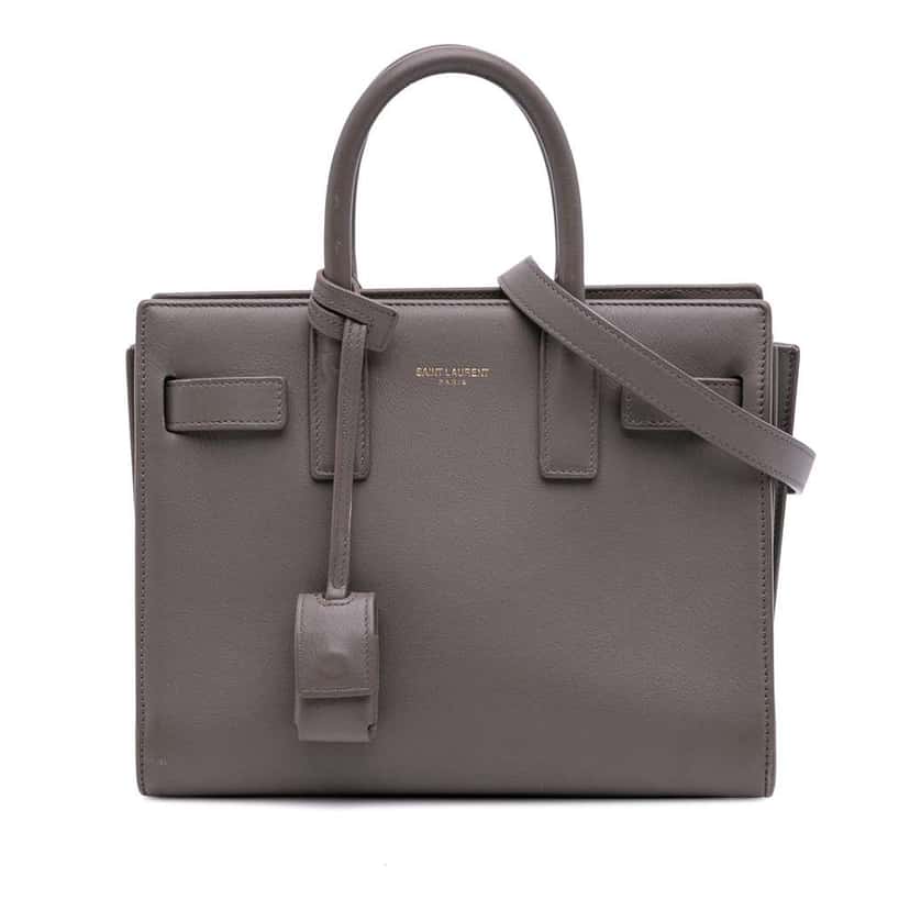 Saint Laurent Nano Leather Sac De Jour Grey Leather Good condition - Front View