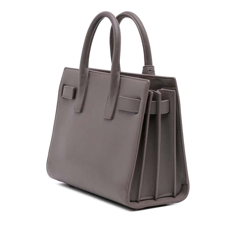 Saint Laurent Nano Leather Sac De Jour Grey Leather Good condition - Back View