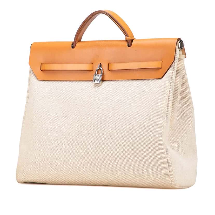 Hermès Toile Herbag Zip 39 Brown Canvas Good condition - Back View